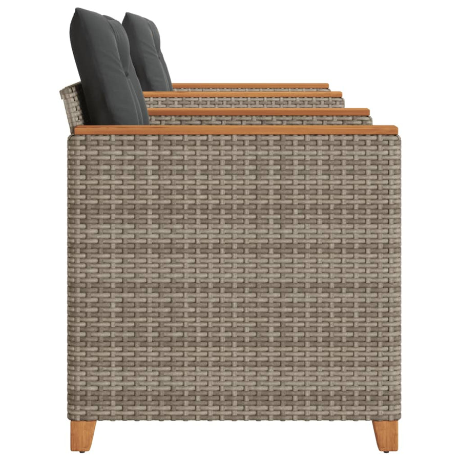 3-Delige Bistroset Met Kussens Poly Rattan En Acaciahout Grijs