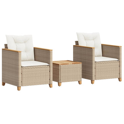 3-Delige Bistroset Met Kussens Poly Rattan En Acaciahout 1