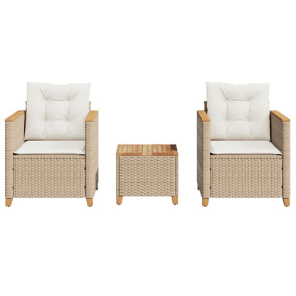 3-Delige Bistroset Met Kussens Poly Rattan En Acaciahout 1