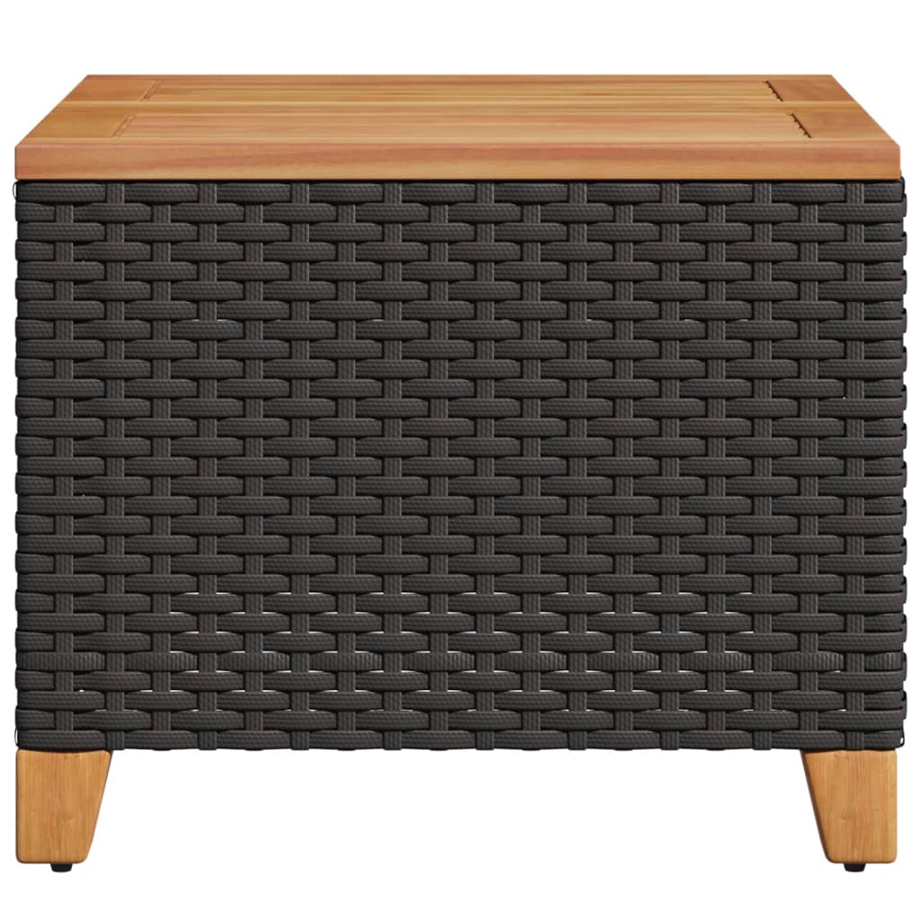 Tuintafel 45X45X37 Cm Poly Rattan En Acaciahout Zwart