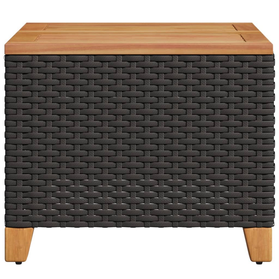 Tuintafel 45X45X37 Cm Poly Rattan En Acaciahout Zwart