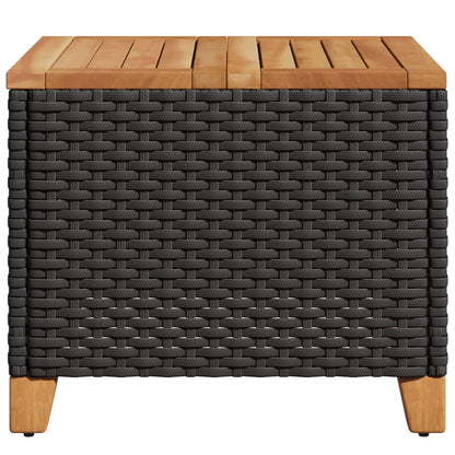 Tuintafel 45X45X37 Cm Poly Rattan En Acaciahout Zwart