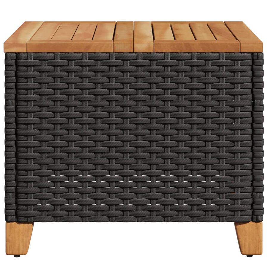 Tuintafel 45X45X37 Cm Poly Rattan En Acaciahout Zwart