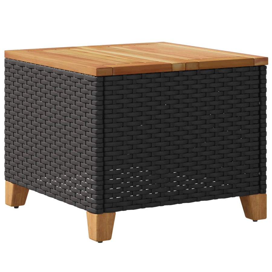 Tuintafel 45X45X37 Cm Poly Rattan En Acaciahout Zwart