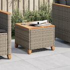 Garden Table 45x45x37 cm Poly Rattan and Acacia Wood Grey