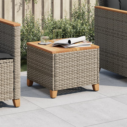 Tuintafel 45X45X37 Cm Poly Rattan En Acaciahout Grijs