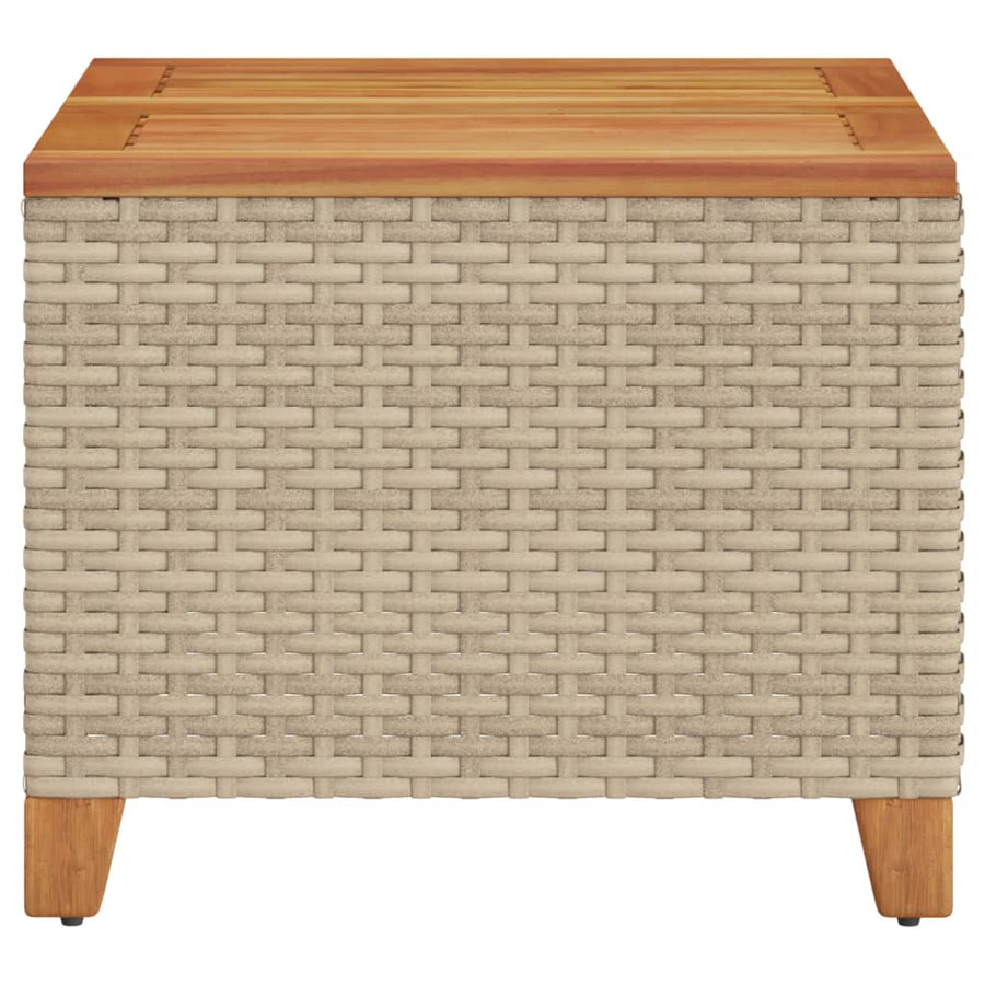Tuintafel 45X45X37 Cm Poly Rattan En Acaciahout Beige
