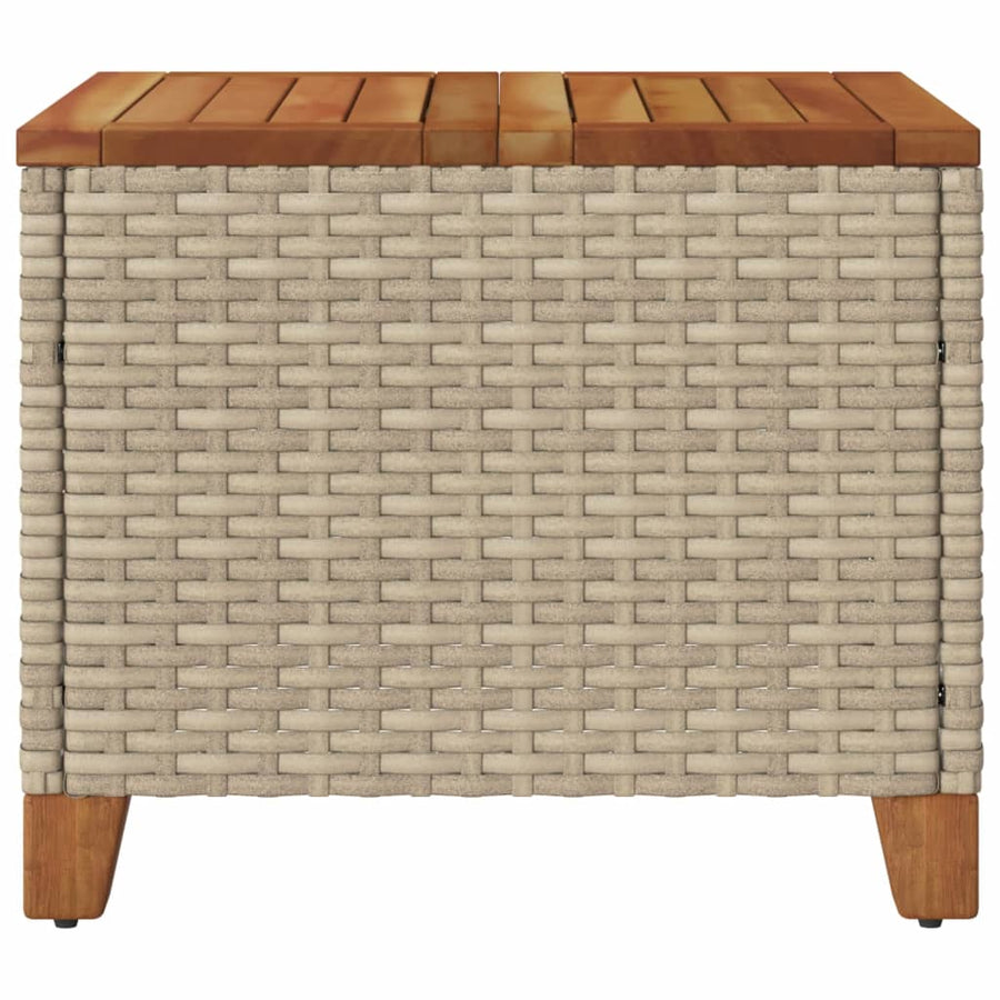 Tuintafel 45X45X37 Cm Poly Rattan En Acaciahout Beige