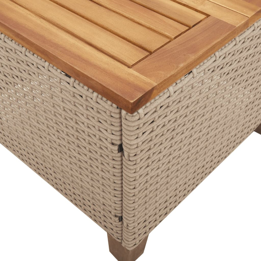 Tuintafel 45X45X37 Cm Poly Rattan En Acaciahout Beige