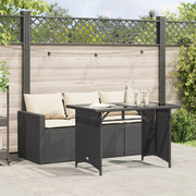 Tuinset 2-delig poly rattan zwart met kussens