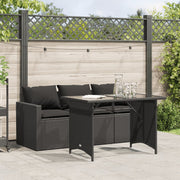 Tuinset poly rattan zwart 2-delig met kussens
