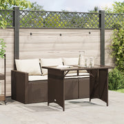 Tuinset 2-delig poly rattan bruin met kussens