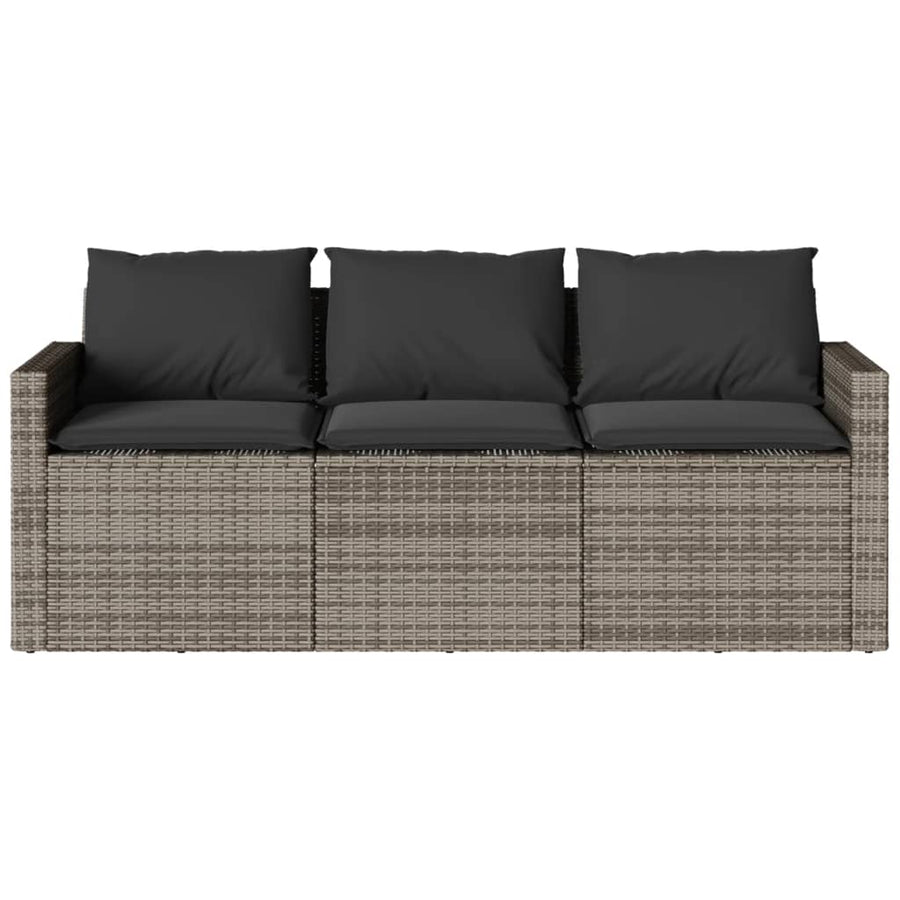 2-delige Tuinset met kussens poly rattan grijs