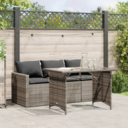 Tuinset 2-delig poly rattan grijs met kussens
