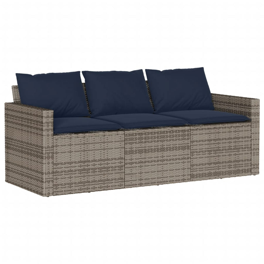 2-delige Tuinset met kussens poly rattan grijs