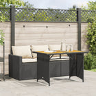 2-piece Garden Furniture Set with Cushions, Poly Rattan, Black