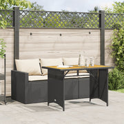 Tuinset poly rattan zwart 2-delig met kussens