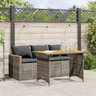 2-piece Garden Set with Cushions Poly Rattan Grey