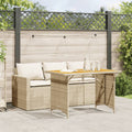 2-piece Garden Set with Cushions Poly Rattan Beige