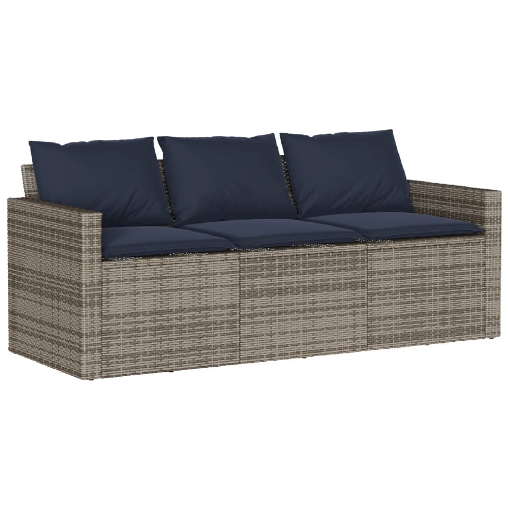 2-delige Tuinset met kussens poly rattan grijs