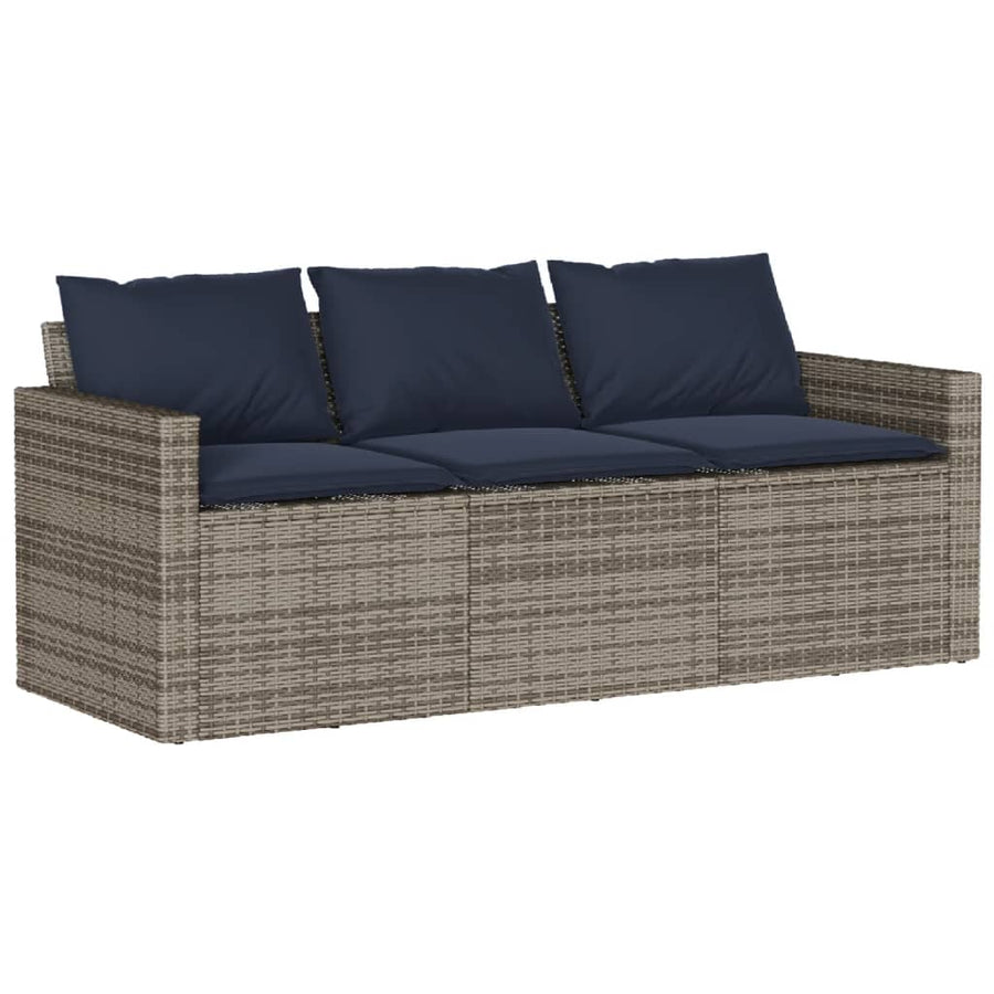 2-delige Tuinset met kussens poly rattan grijs