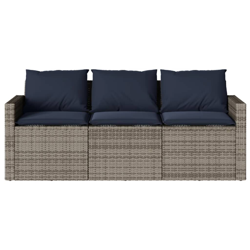 2-delige Tuinset met kussens poly rattan grijs