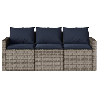 2-delige Tuinset met kussens poly rattan grijs