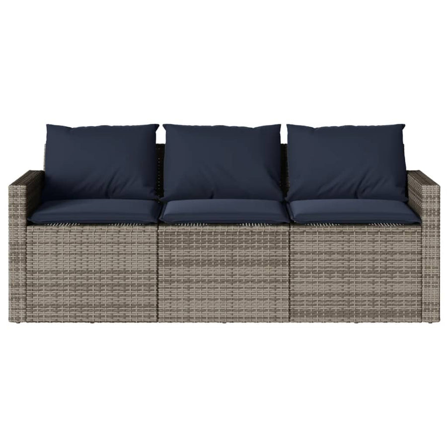 2-delige Tuinset met kussens poly rattan grijs