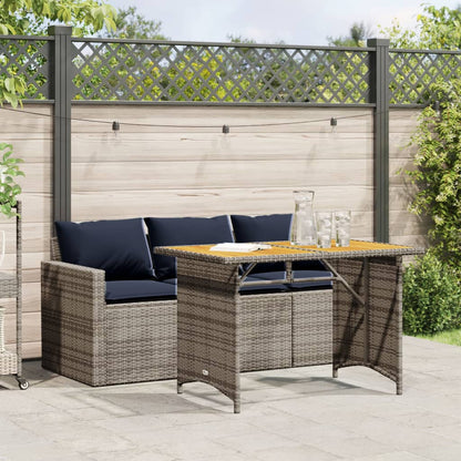 2-delige Tuinset met kussens poly rattan grijs