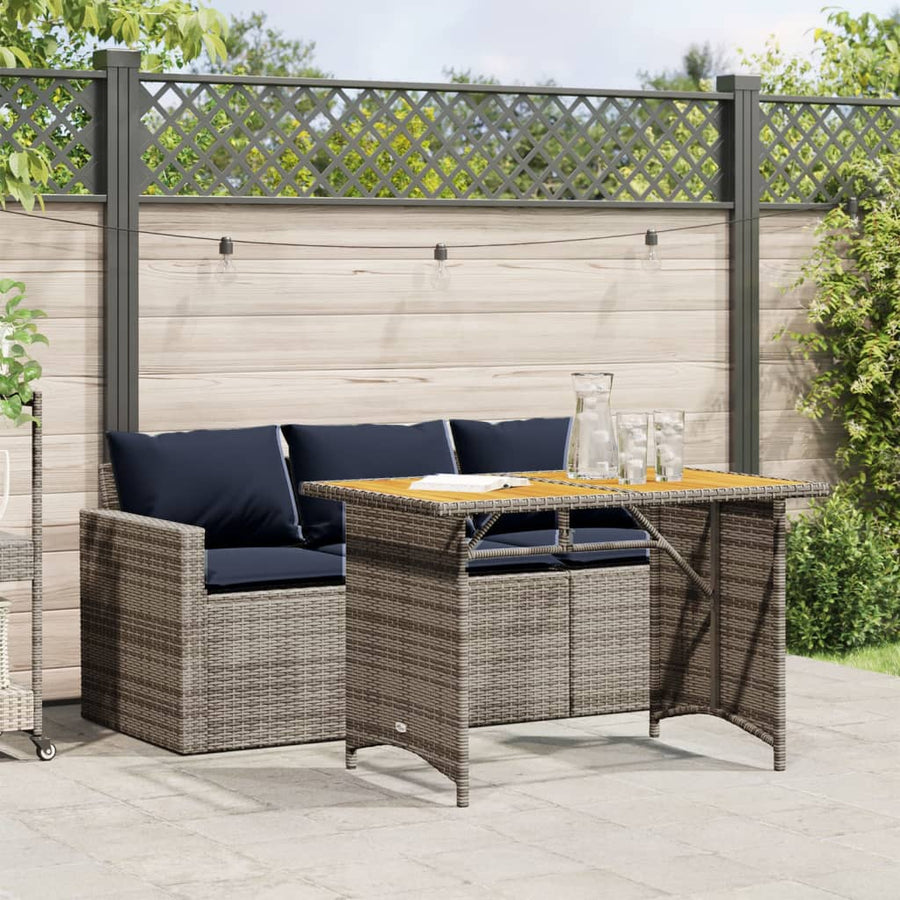 2-delige Tuinset met kussens poly rattan grijs