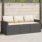 Garden Bench 3-seater with Cushions Poly Rattan Black