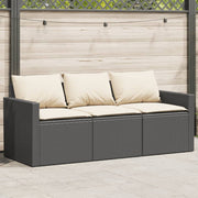 Tuinbank 3-zits poly rattan zwart 177x70x68 cm