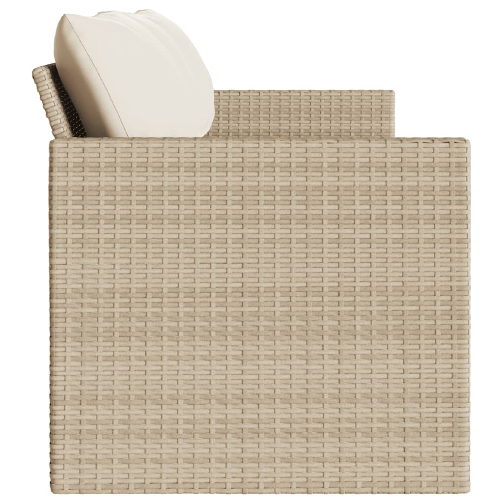 Tuinbank 3-Zits Met Kussens Poly Rattan beige en crèmewit