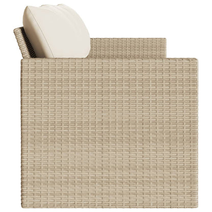 Tuinbank 3-Zits Met Kussens Poly Rattan beige en crèmewit