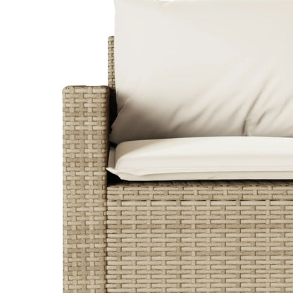 Tuinbank 3-Zits Met Kussens Poly Rattan beige en crèmewit