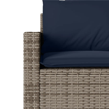 Tuinbank 3-zits met kussens poly rattan grijs
