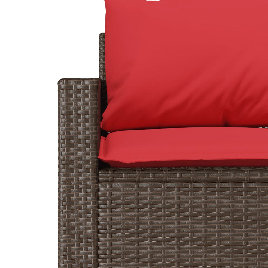 Tuinbank 3-zits met kussens poly rattan bruin
