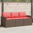 3-Seater Garden Bench with Cushions Poly Rattan Brown