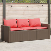 Tuinbank 3-zits poly rattan bruin