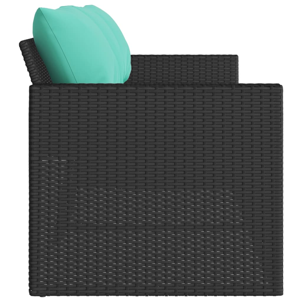 Tuinbank 3-zits met kussens poly rattan zwart