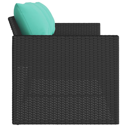 Tuinbank 3-zits met kussens poly rattan zwart
