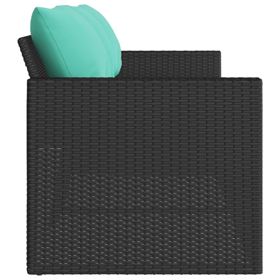 Tuinbank 3-zits met kussens poly rattan zwart