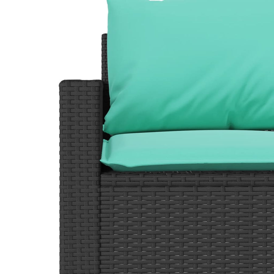 Tuinbank 3-zits met kussens poly rattan zwart