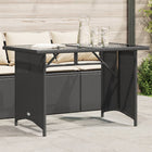 Garden table with glass top 110x68x70 cm poly rattan black