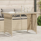Garden table with glass top 110x68x70 cm poly rattan beige