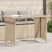 Tuintafel 110x68x70 cm poly rattan beige glas