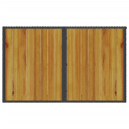 Tuintafel met houten blad 110x68x70 cm poly rattan zwart