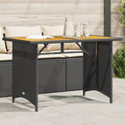 Garden table with wooden top 110x68x70 cm poly rattan black