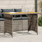 Garden table with wooden top 110x68x70 cm poly rattan grey