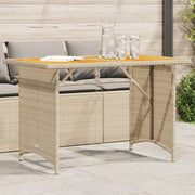 Tuintafel 110x68x70 cm acaciahout poly rattan beige